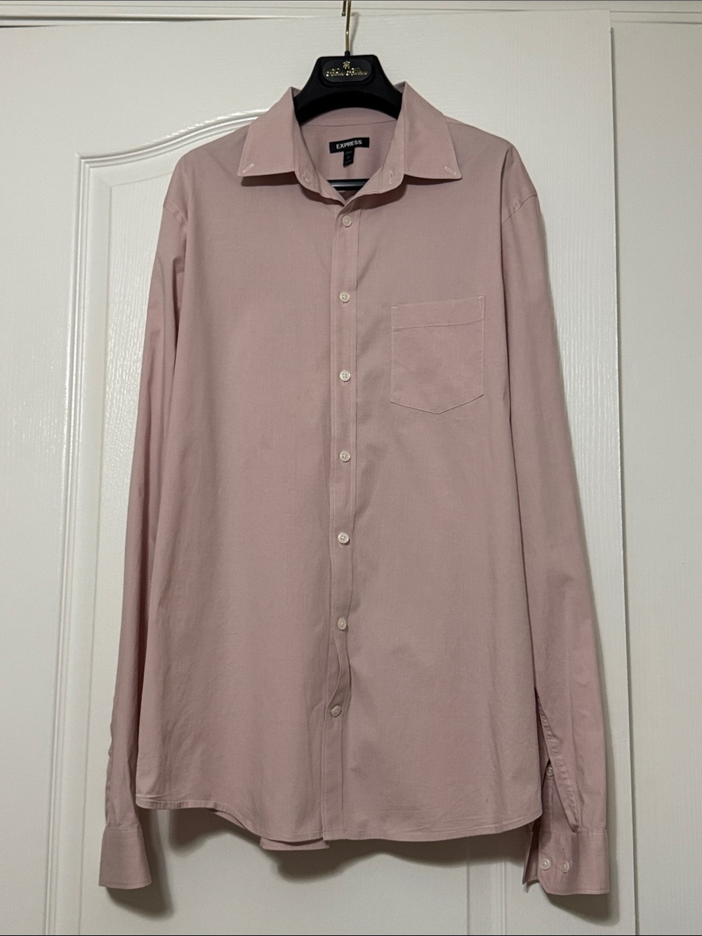 Express Men's Light Rose Long-Sleeve Button-Up Shirt